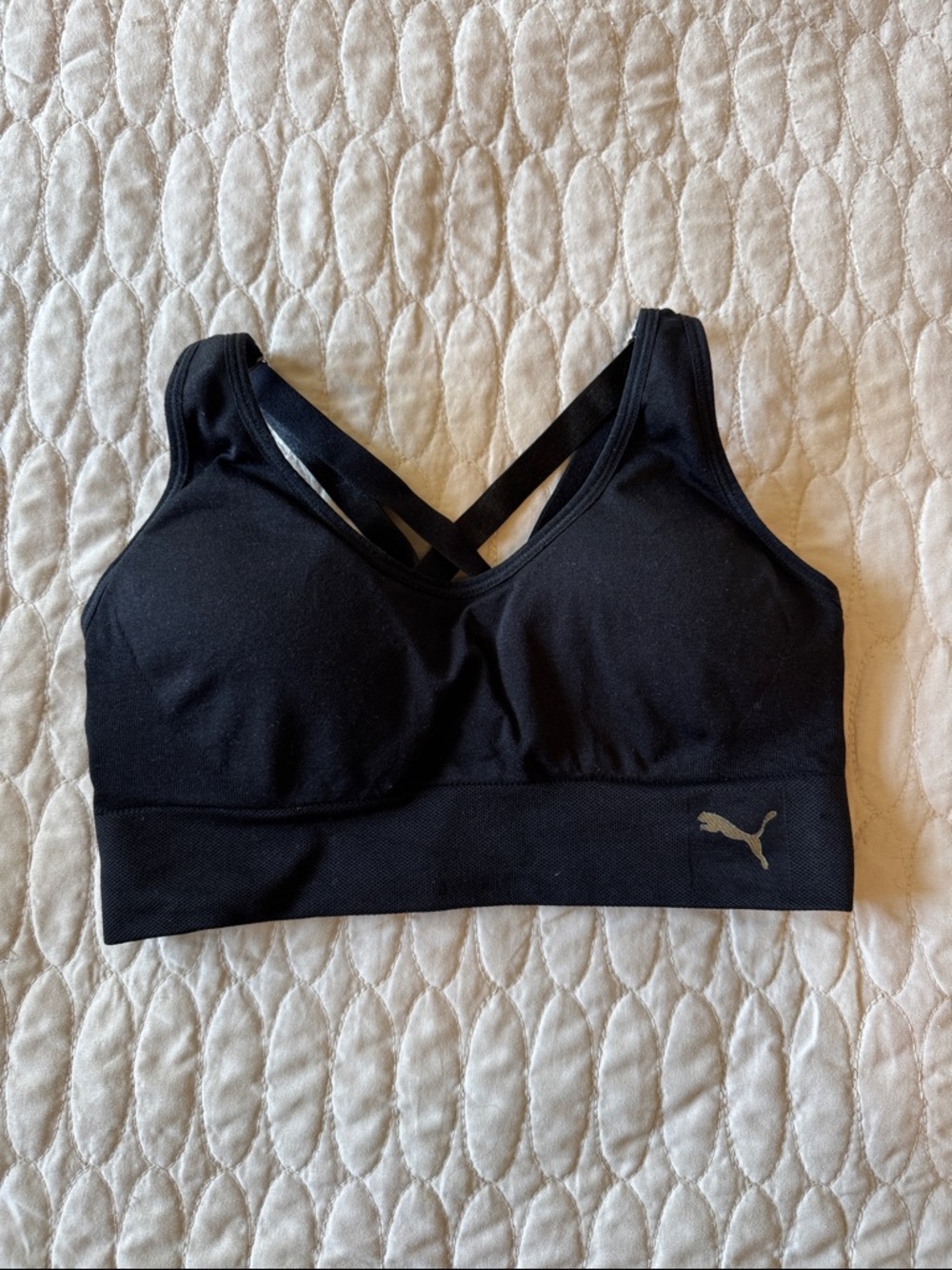 Puma Black Seamless Sports Bra with Crisscross Straps